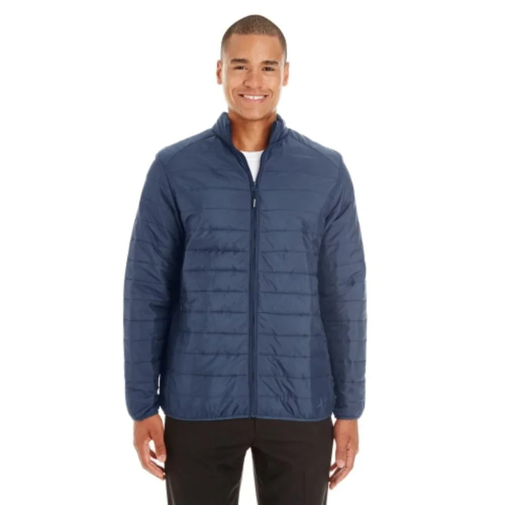 Voyager Men's Navy Polar Fleece Lined Padded Winter Puffer Jacket Size L